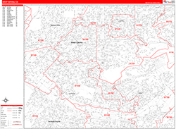 West Covina Wall Map Zip Code Red Line Style 2026